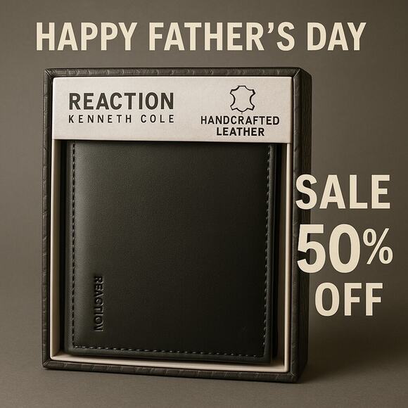 Kenneth Cole Wallet *Fathers Day* Sale REACTION Men's RFID Leather Bifold - Picture 1 of 6